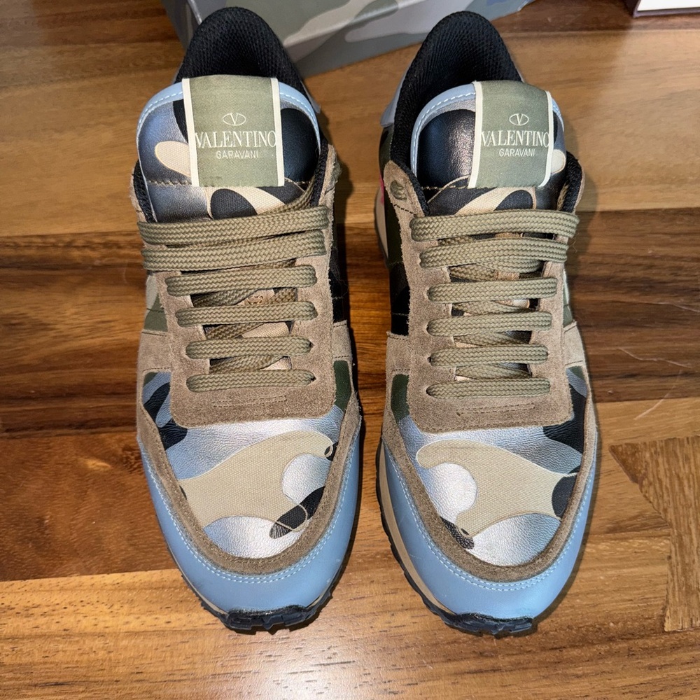 VALENTINO Garavani Women’s Camouflage Sneakers - Blue, Black, Tan